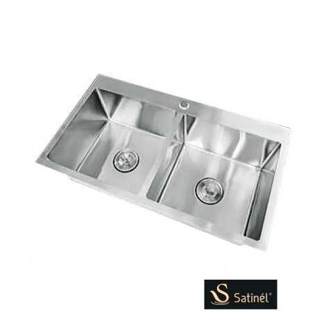 Satinel Stainless Steel Under Mount Double Sink Kitchen Sink ELS-1860D ...